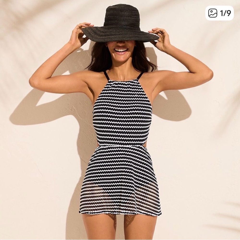Lands' End Women's Crochet Monokini Swim Dress